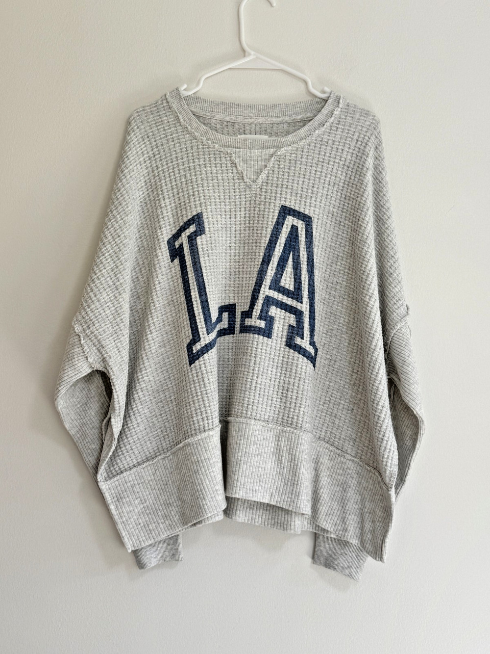 NWT American Eagle Women's Oversized Big Huge Waffle Crew Neck Sweatshirt Size S